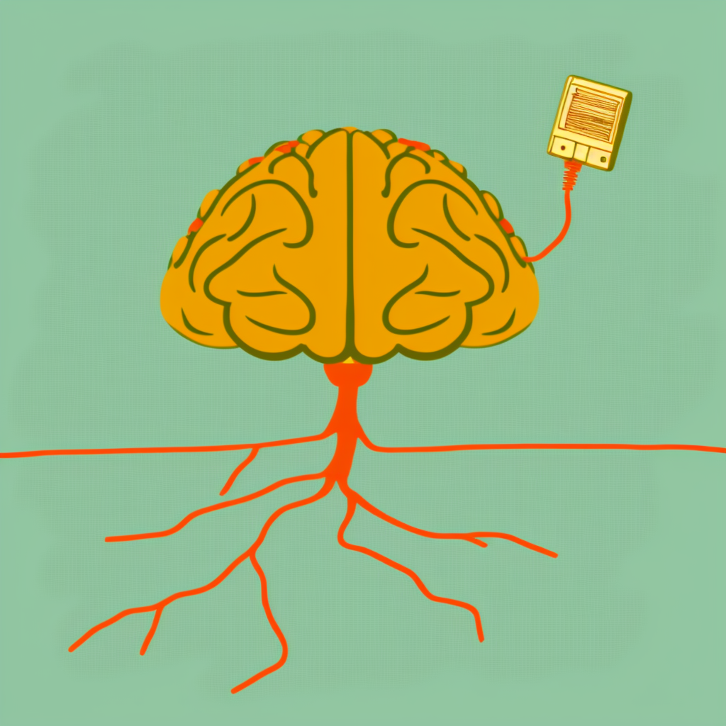 Our first prompt: "a brain with wires connected to it wearing a christmas hat"